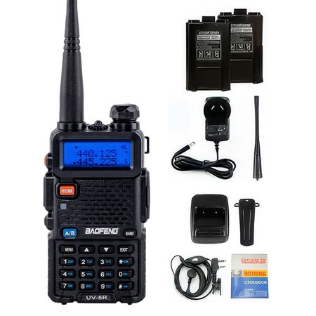 Handy Baofeng UV-5R Kit Bi-Banda 8w Hasta 12km + 2 Baterías y Manos Libres