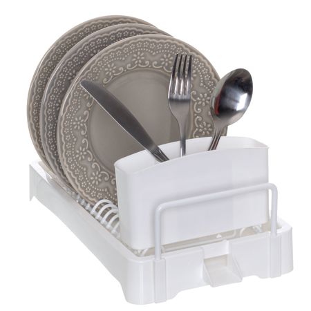 Escurridor Secaplatos Cubiertera 14 platos Metaltru Metal Plastico Prime Smart Blanco