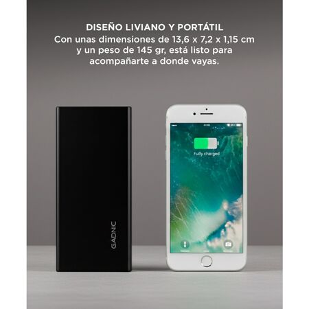 Power Bank Gadnic Metalico 15000 mAh Cargador Portátil