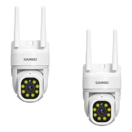 Combo Camara De Seguridad Exterior Sansei Wifi 3mp Blanco Combo94ssc23o