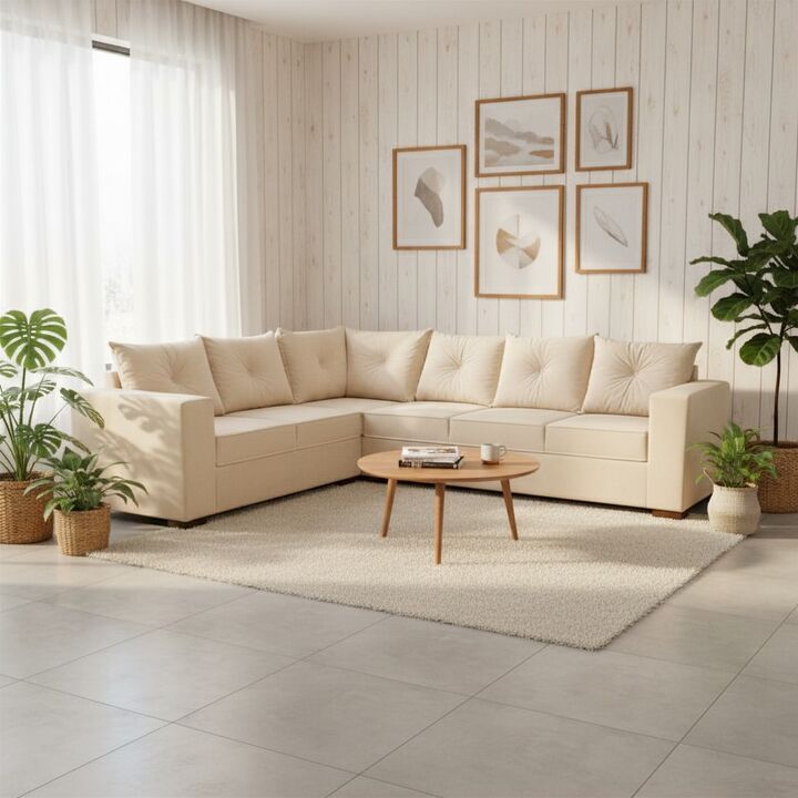 Sillon esquinero Bariloche con seis lugares color crema claro - Vista 3