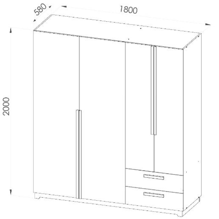Placard 4 Puertas 2 Cajones 200x180x58 Dna01rkbl Roble Kendal/Blanco Laca Delos - Vista 7