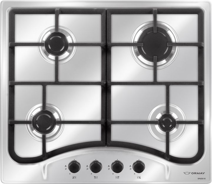 Anafe a gas ORMAY SPAZIO IX 4 hornallas acero inox rejillas fundición - Vista 1