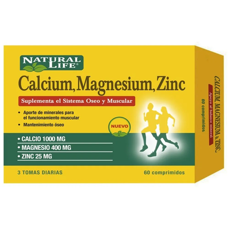 Natural Life Calcio Magnesio Zinc Suplemento Vitaminas X60