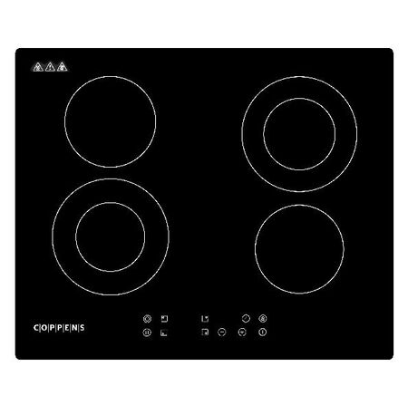 ANAFE ELECTRICO COPPENS EC460-6802, VITROCERAMICO, 59CM, 4 HORNALLAS, 9 NIVELES NEGRO (AEVCOP6802)