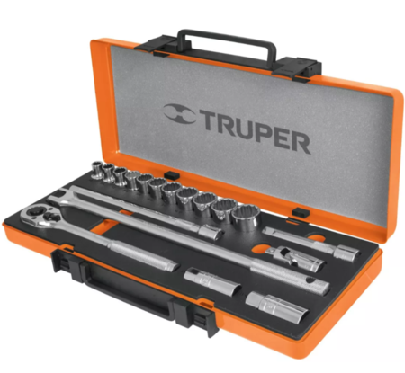 Juego De Tubos Truper - 18 Pzas Cuadro 1/2" Mm Para Mecanico