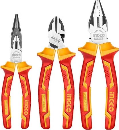 Set De Pinzas Y Alicate Aislados 3 Pcs Industrial Ingco (HIKPS28318)