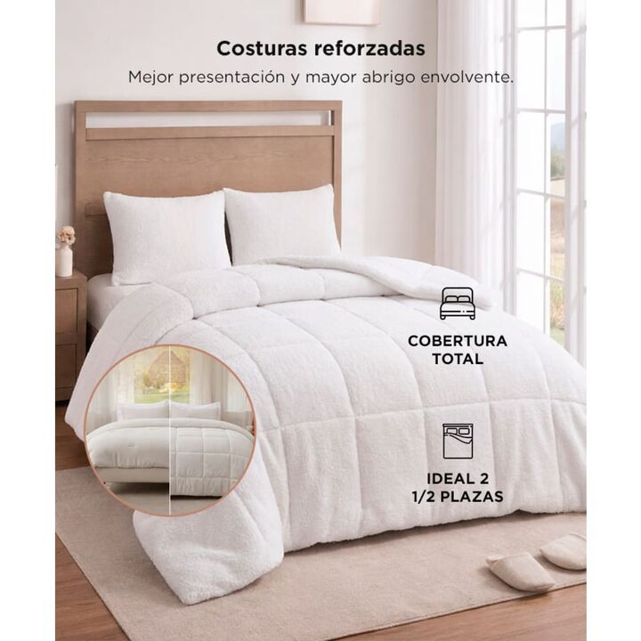 Acolchado Edredón RIETI By Gadnic Queen Reversible Corderito - Vista 5