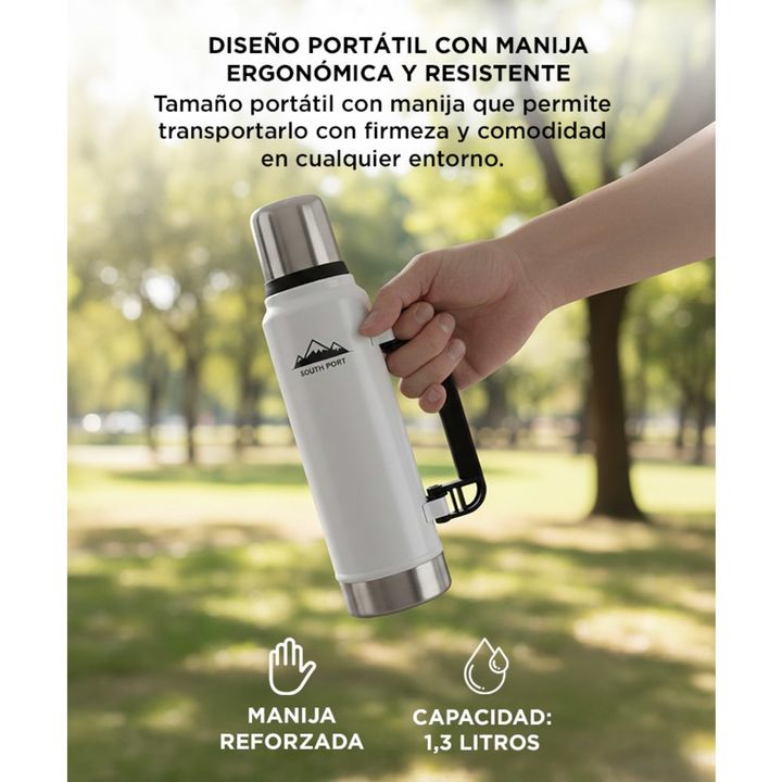Termo Blanco South Port Acero Inoxidable 1.3L - Vista 5