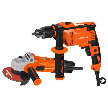 TALADRO DE IMPACTO (DAID550) + AMOLADORA ANGULAR (DAAG115-75b) DAEWOO | KIT DAAG