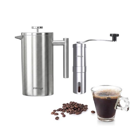 Set Cafetera Prensa Francesa y Molinillo Manual AInox Waggs Plateado