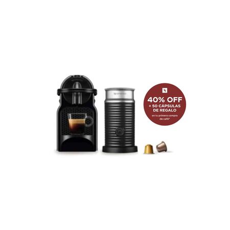 Cafetera Nespresso Inissia Black Curva + Aeroccino A3D40-AR-BK