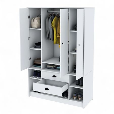 Ropero Placard De Melamina 4 Puertas Centro Estant Libe40bl