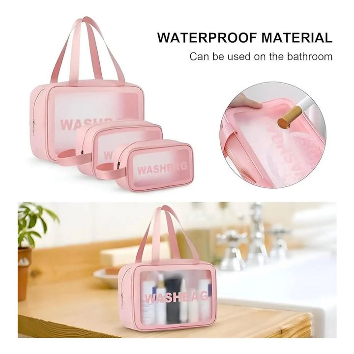 Set 3 Neceser Impermeable Porta Cosméticos Washbag Pvc Viaje - Vista 6