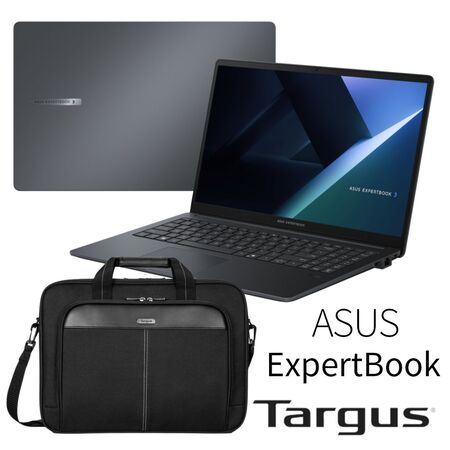 Notebook empresarial ASUS ExpertBook. R7 7735-16 GB RAM- SSD512 PANTALLA FHD 15.6"  + MALETÍN TARGUS CLASSIC SLIM 15-16” NEGRO. Más resistente y segura que una notebook convencional - Ideal para uso intensivo y profesional.