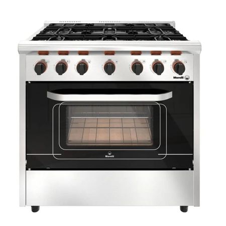 Cocina Morelli 18037 Country 900 M-Gas 6 Hornallas Con Visor Acero inoxidable
