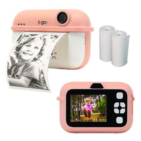 Cámara Compacta Infantil 1080p Con Mini Impresora Térmica Color Rosa + rollos de impresión