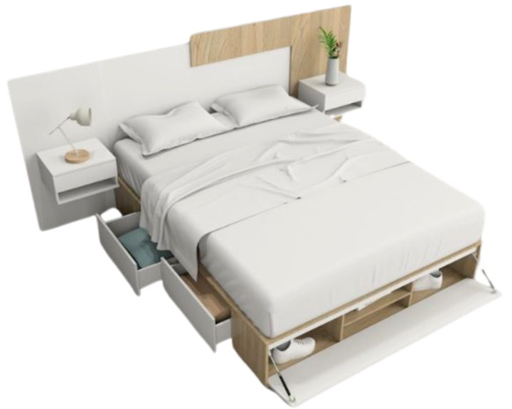 Base Cama Box Linea Minimal 1.60m 4 Cajones Con 1 Puerta 6443 Olmo/Everes Tables - Vista 3