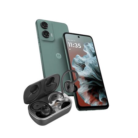 Combo de Celular Motorola Moto G35 Gris  4+256GB + Auriculares Bluetooth TWS Sport Negro Dekkin