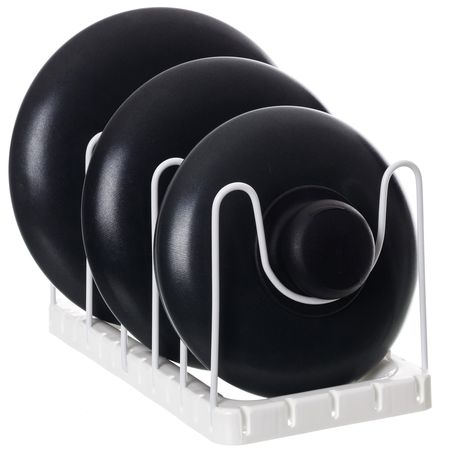 Organizador Soporte Tapas Ollas Sartenes Pizzeras Cocina Metaltru Blanco