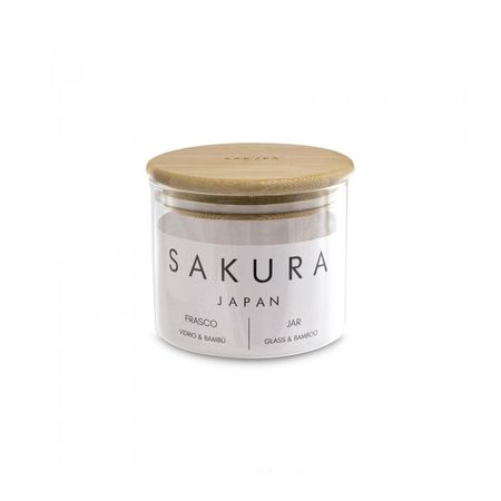 Frasco Tubo Sakura 450 Ml Vidrio Y Bamboo