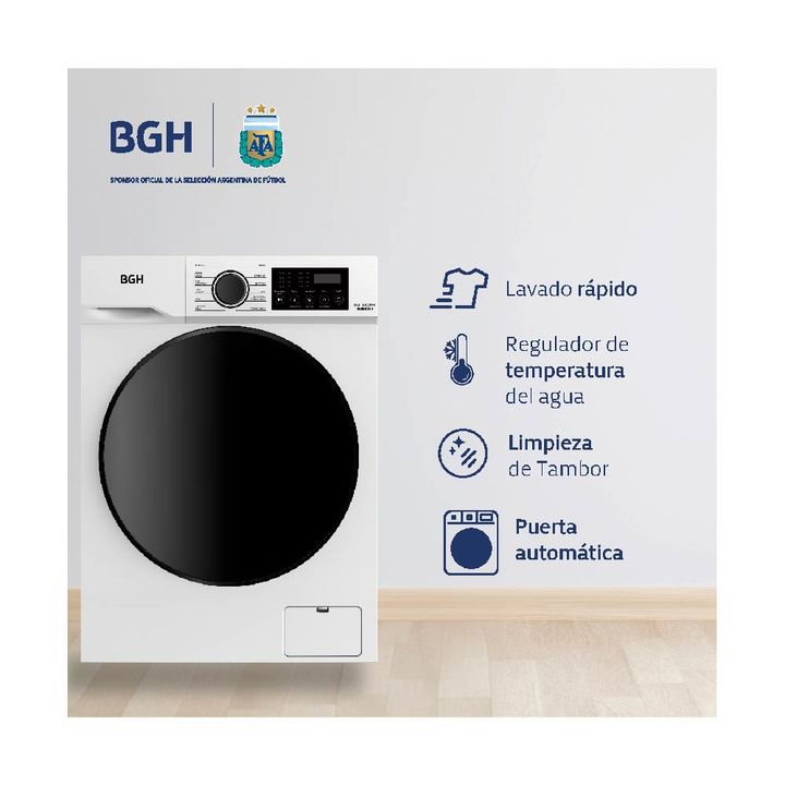 Lavarropas BGH 8Kg 1400RPM Inverter Carga Frontal BWFE08W24AR Blanco - Vista 4