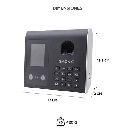 Control De Acceso Gadnic Biométrico Face ID 1500 Huellas 500 Rostros