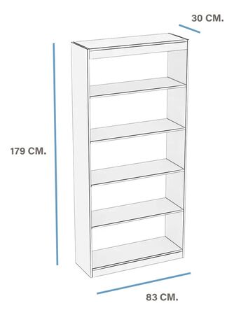 Biblioteca Alta Fiplasto Bl6004 Melamina 5 Estantes 83cm