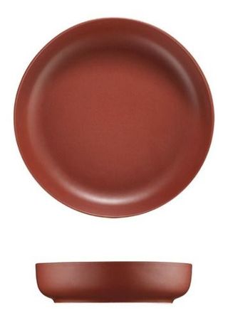 Ensaladera Bowl Porcelana Artesanal Filo Envejecido 19 Cm Rojo
