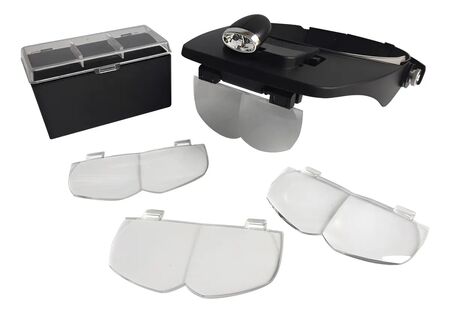 Visera Con Lupa Luz Led 4 Lentes Profesional H012 Blackjack
