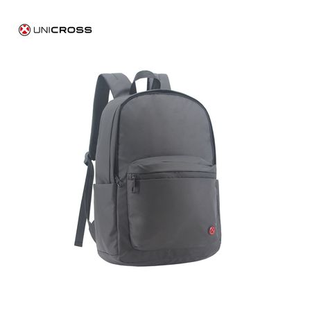 Mochila Unicross Gris 18.5 - Porta Botella Compartimento p Notebook Cierres reforzados
