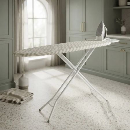 Tabla De Planchar Plegable 128x88cm 6 Alturas Porta Plancha Floreado Gris