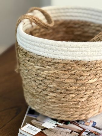 Canastro de Fibra Natural Combinado