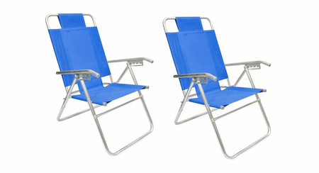 Combo 2 Reposeras Silla Alta Playa Aluminio 5 Pos Coversol