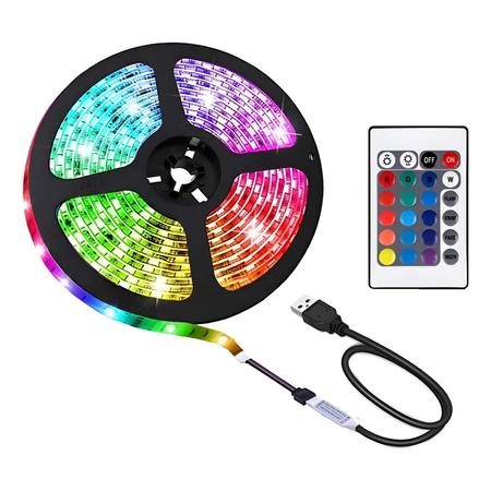 Tira Led Cinta 5050 Rgb 5mts Usb Con Control Remoto