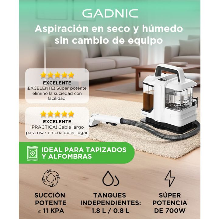Aspiradora Limpia Tapizados Gadnic Manguera Y Picos Intercambiables Portátil 700 W - Vista 2