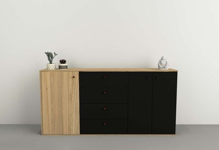 Bahiut 1,75m 3 Puertas|4 Cajones Olmo F.|negro M. Tables