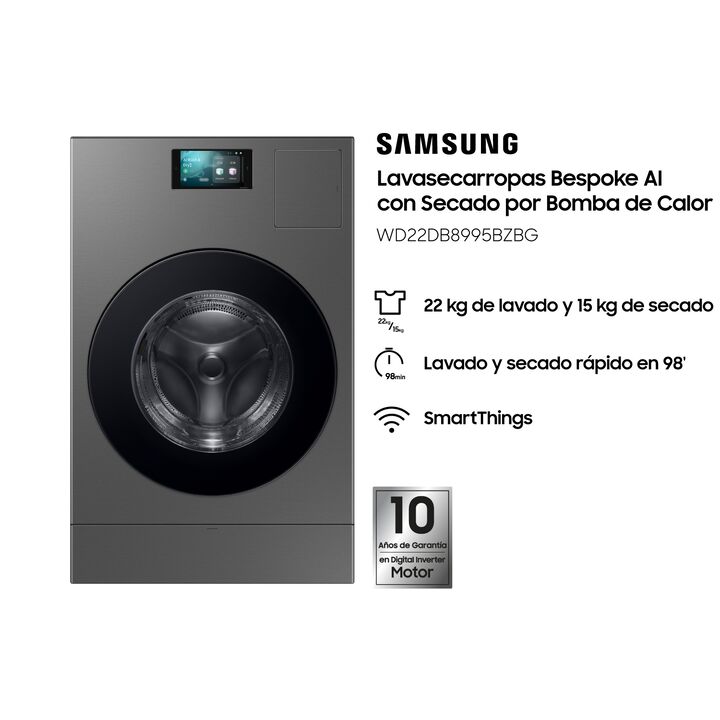 Lavasecarropas Samsung WD22DB8995BZBG Bespoke IA 22 KG - Vista 1