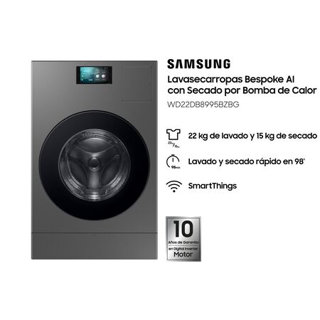 Lavasecarropas Samsung WD22DB8995BZBG Bespoke IA 22 KG