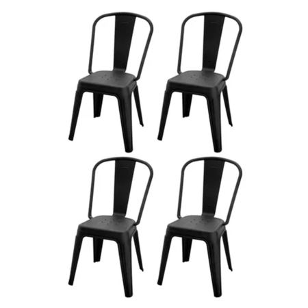 Combo x 4 Sillas Tolix Polipropileno Asiento Y Respaldo Unican Negro