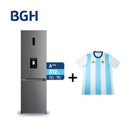Combo Heladera Inverter No Frost BGH 312L Dark Inox BRC330I2A + Camiseta BGH adidas Talle M