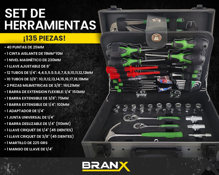 Set Juego Herramientas Maletín Branx 135 Pza C Vanadio Bxmax - Vista 5