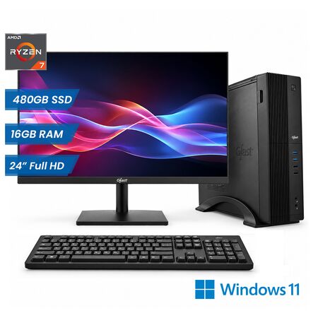 Combo Pc Gfast R-757C Ryzen 7 16GB 480GB SSD + Monitor 23.6" Full HD y Windows 11