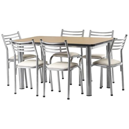 JUEGO COMEDOR DENVER X 6 PLATINO TIZA MUEBLES AIMARETTI