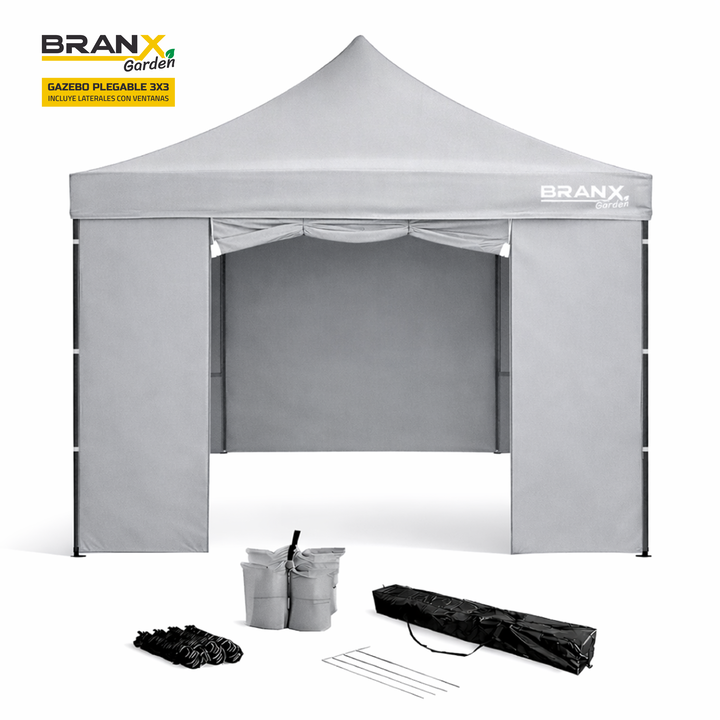 Gazebo 3x3 Metros Paredes Puerta Branx Autoarmable Plegable - Vista 9