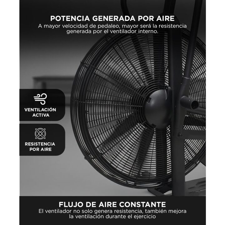 Bicicleta Fija de Aire Gadnic Air Bike 8 Programas Hasta 160kg Aluminio Acero Resistente Asiento Ajustable - Vista 4