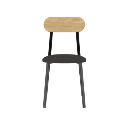 Silla Bolonia Cao Negro Tapizado Plomo SBO022N