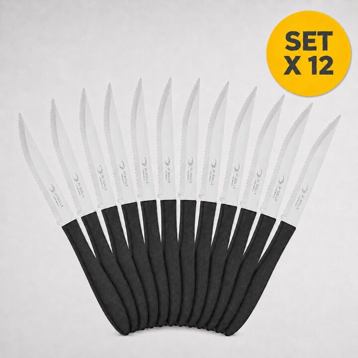 Set X12 Cuchillos de Acero Inoxidable y Mango Negro - Vista 1