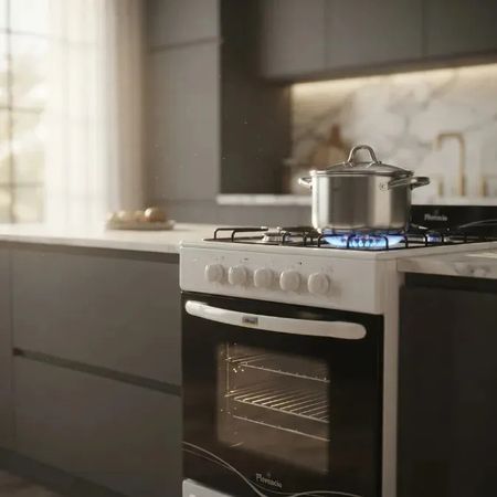 Cocina Florencia Recta 5516F a gas 4 hornallas Blanca Puerta Con Visor