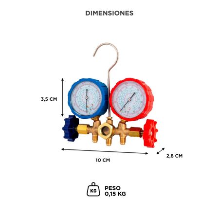Válvula de Manómetro Gadnic MAN1REF-PRO de Doble Cabeza Fluorada